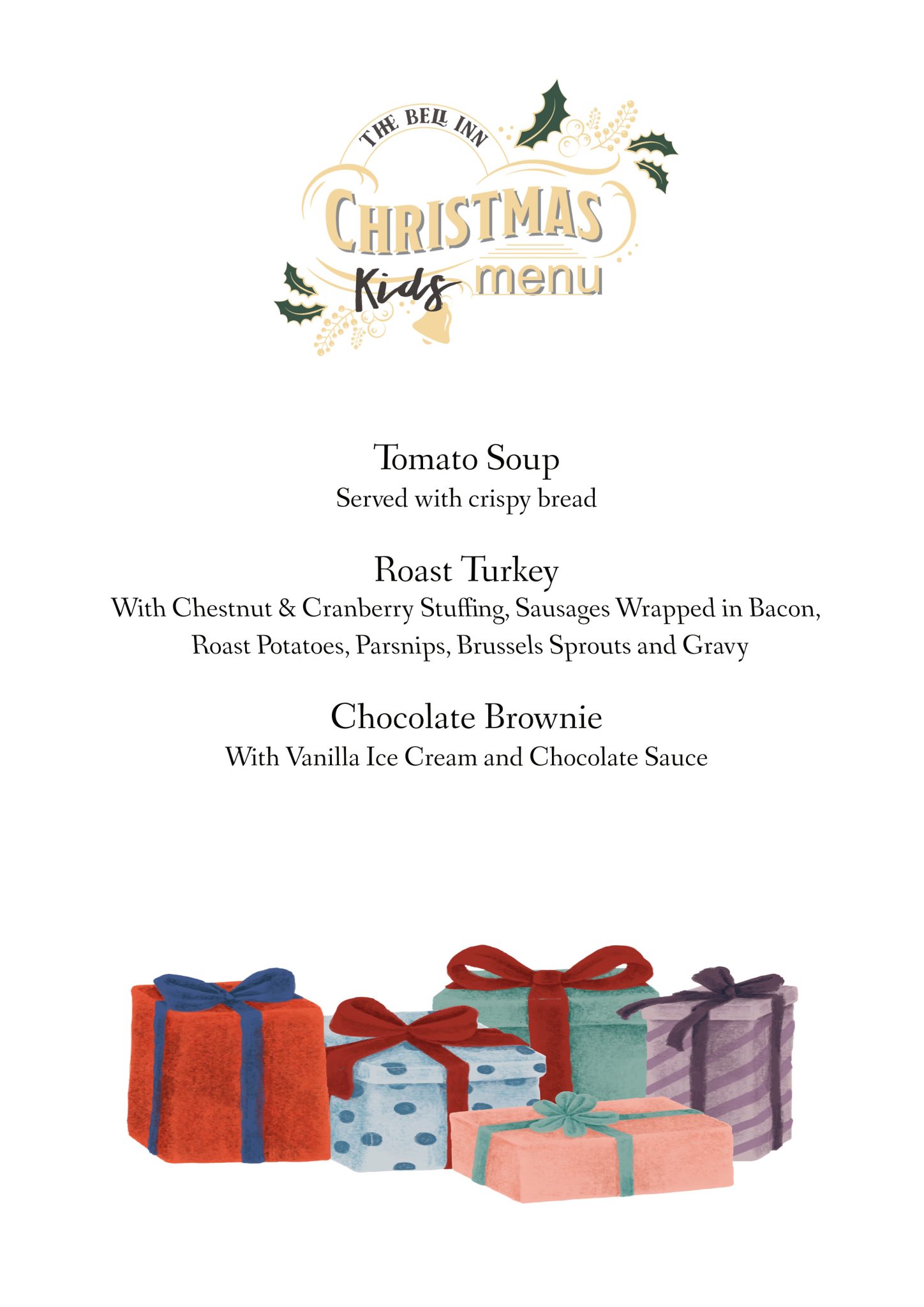 bell inn christmas kids menu