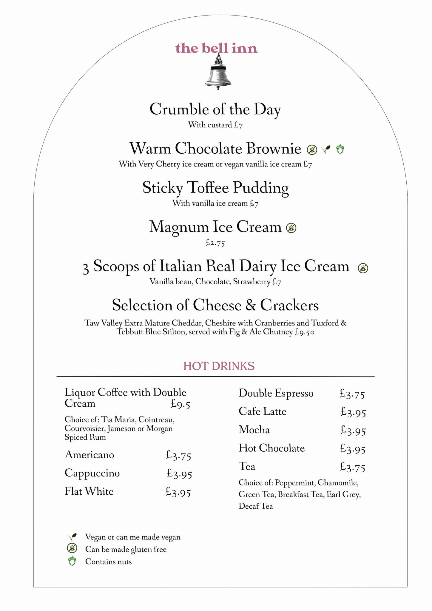 bell dessert menu bell inn dessert menu